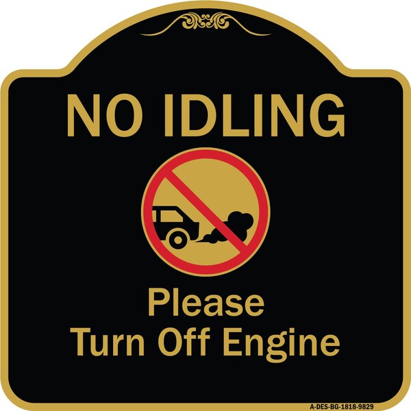 Designer Series-No Idling Please Turn Off Engine With Graphic, 18" x 18", BG-1818-9829
